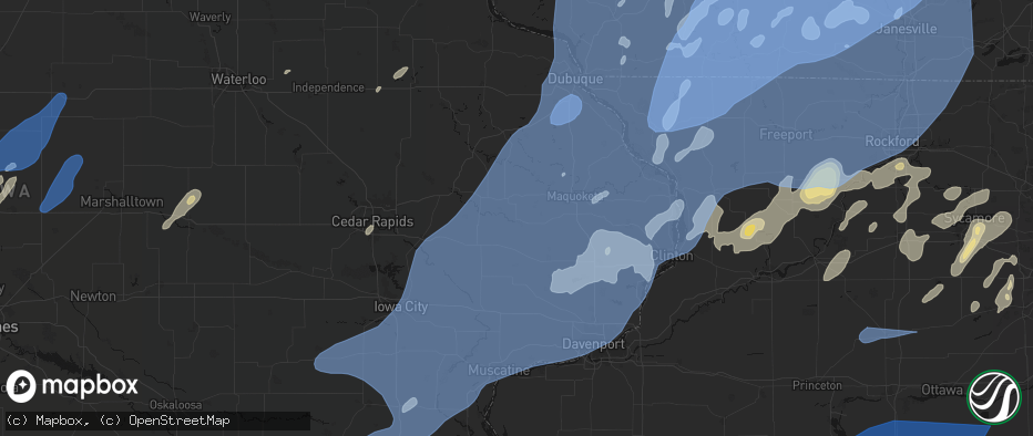 Hail map in Oxford Junction, IA on June 10, 2026