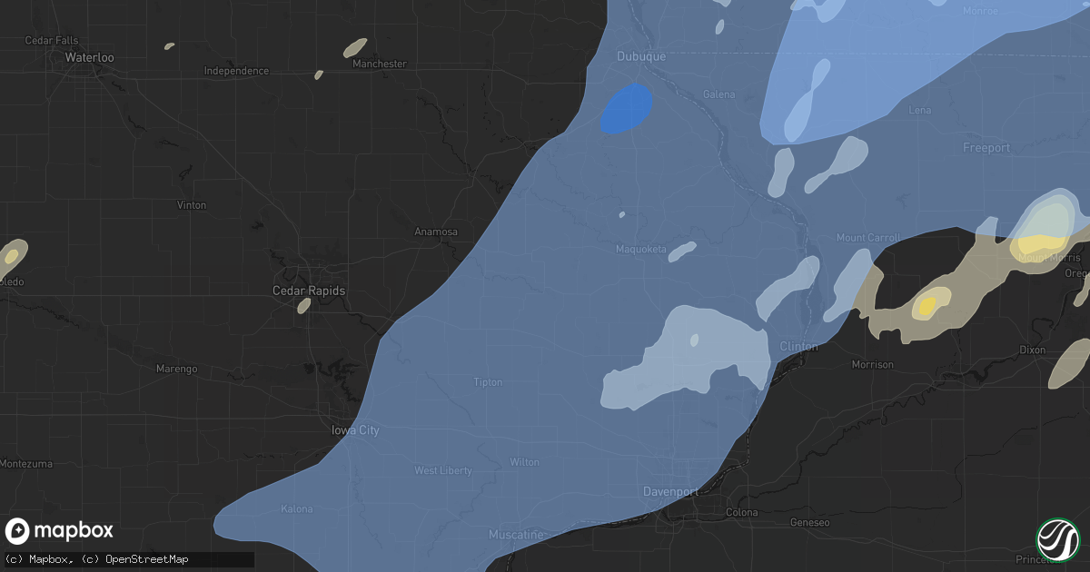 Hail map in Oxford Junction, IA on June 10, 2026