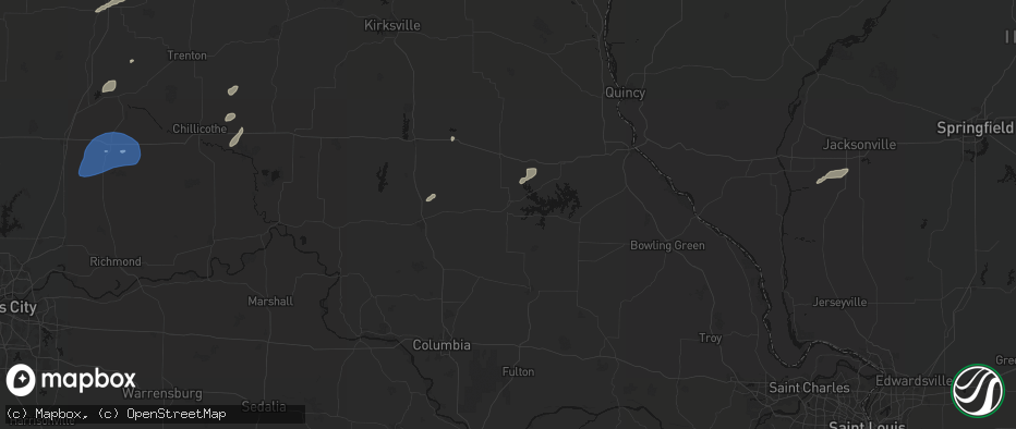 Hail map in Paris, MO on June 10, 2026