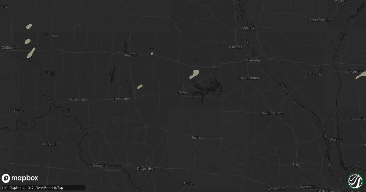 Hail map in Paris, MO on June 10, 2026