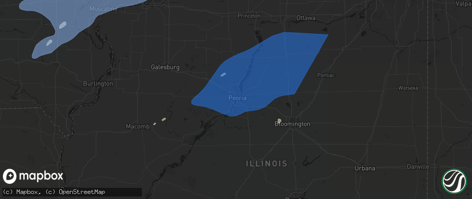 Hail map in Peoria, IL on June 10, 2026