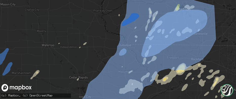 Hail map in Peosta, IA on June 10, 2026