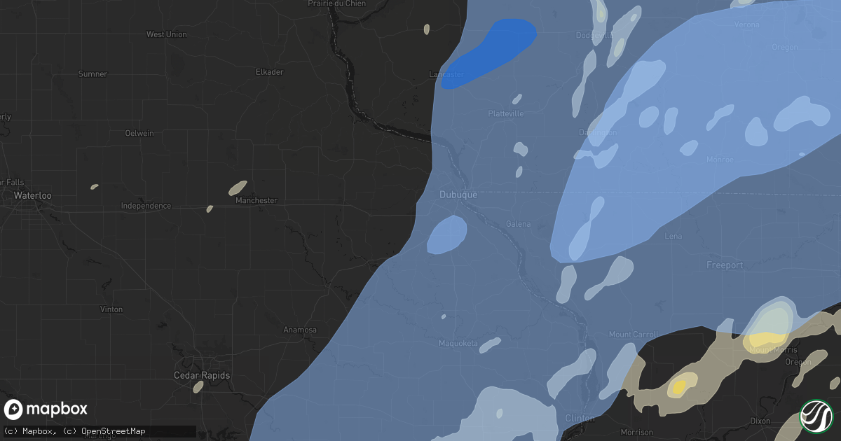 Hail map in Peosta, IA on June 10, 2026