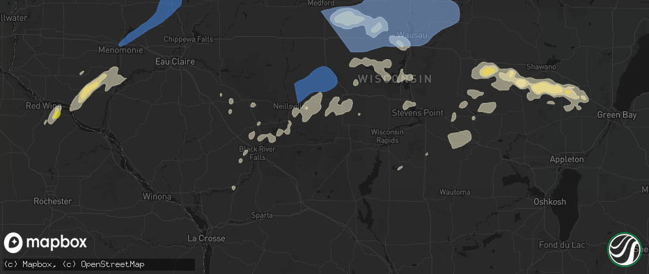 Hail map in Pittsville, WI on June 10, 2026
