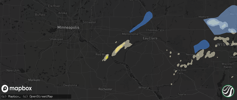 Hail map in Plum City, WI on June 10, 2026