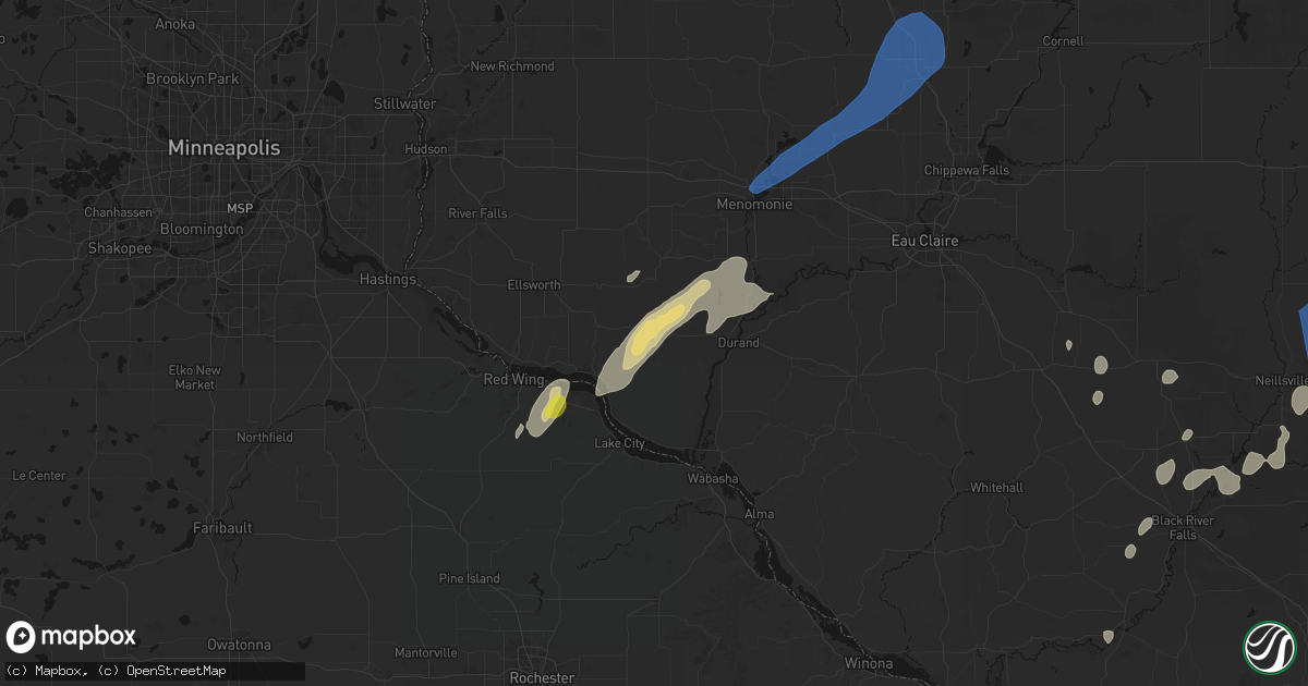 Hail map in Plum City, WI on June 10, 2026