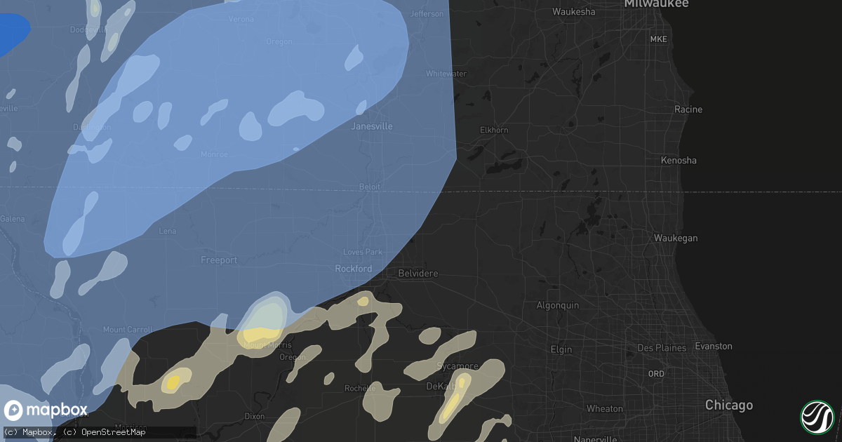 Hail map in Poplar Grove, IL on June 10, 2026