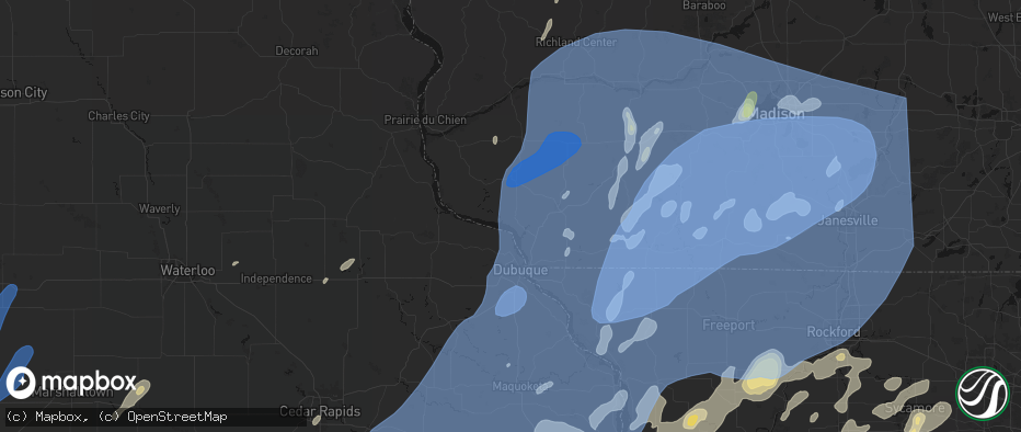 Hail map in Potosi, WI on June 10, 2026