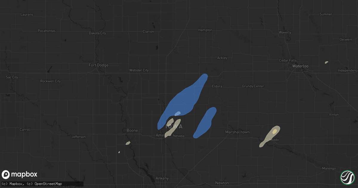 Hail map in Radcliffe, IA on June 10, 2026