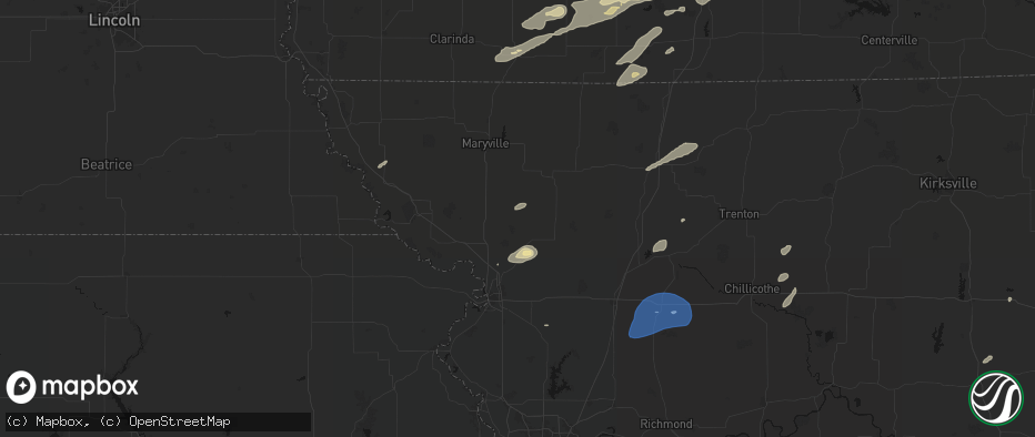 Hail map in Rea, MO on June 10, 2026
