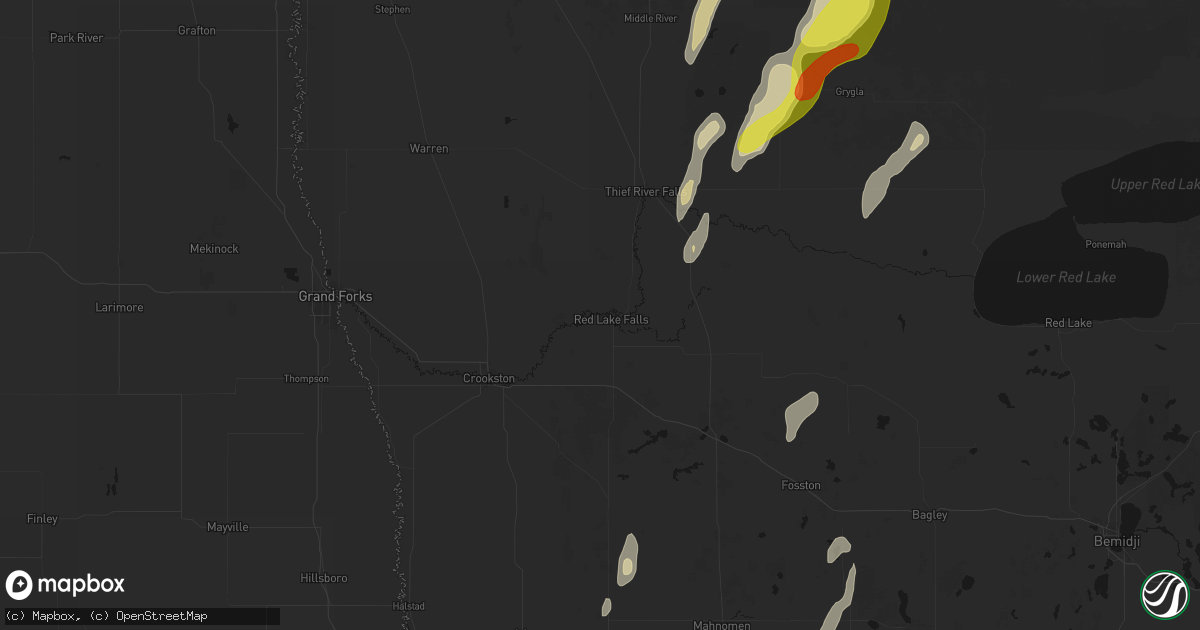Hail map in Red Lake Falls, MN on June 10, 2026