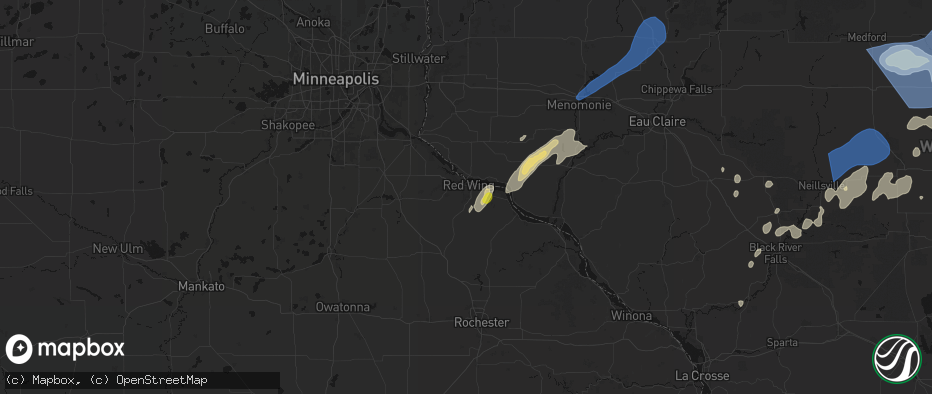 Hail map in Red Wing, MN on June 10, 2026