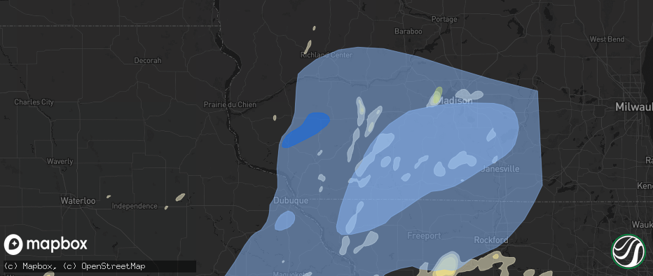 Hail map in Rewey, WI on June 10, 2026