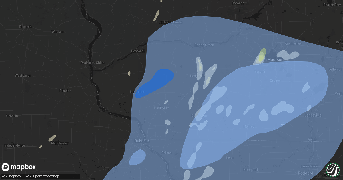 Hail map in Rewey, WI on June 10, 2026