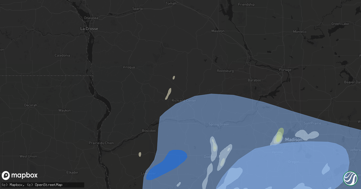 Hail map in Richland Center, WI on June 10, 2026