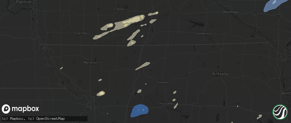 Hail map in Ridgeway, MO on June 10, 2026
