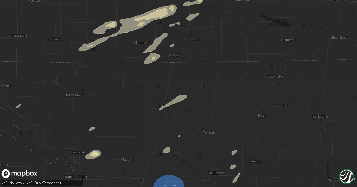 Hail map in Ridgeway, MO on June 10, 2026
