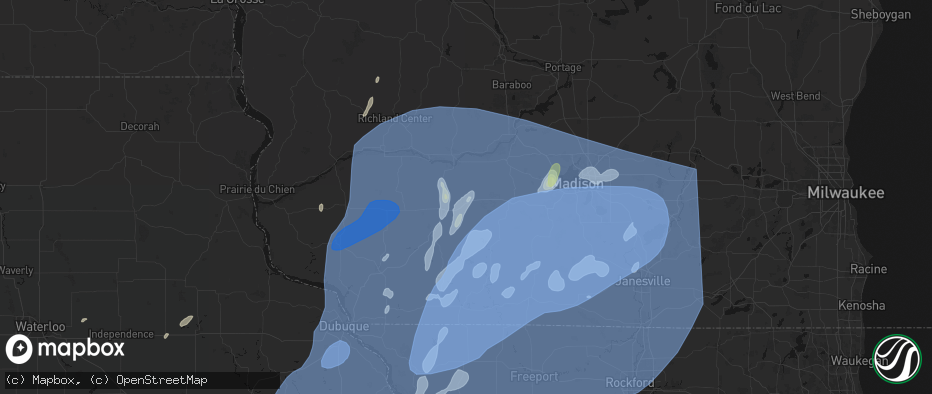Hail map in Ridgeway, WI on June 10, 2026