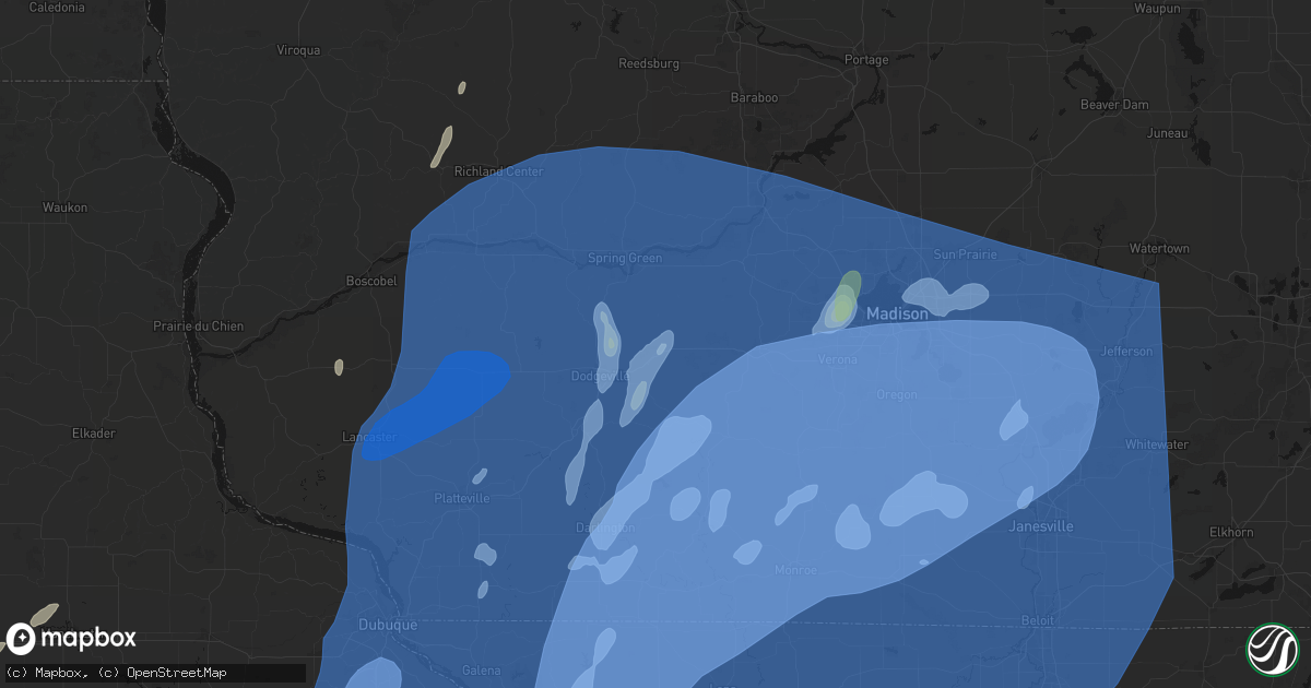 Hail map in Ridgeway, WI on June 10, 2026