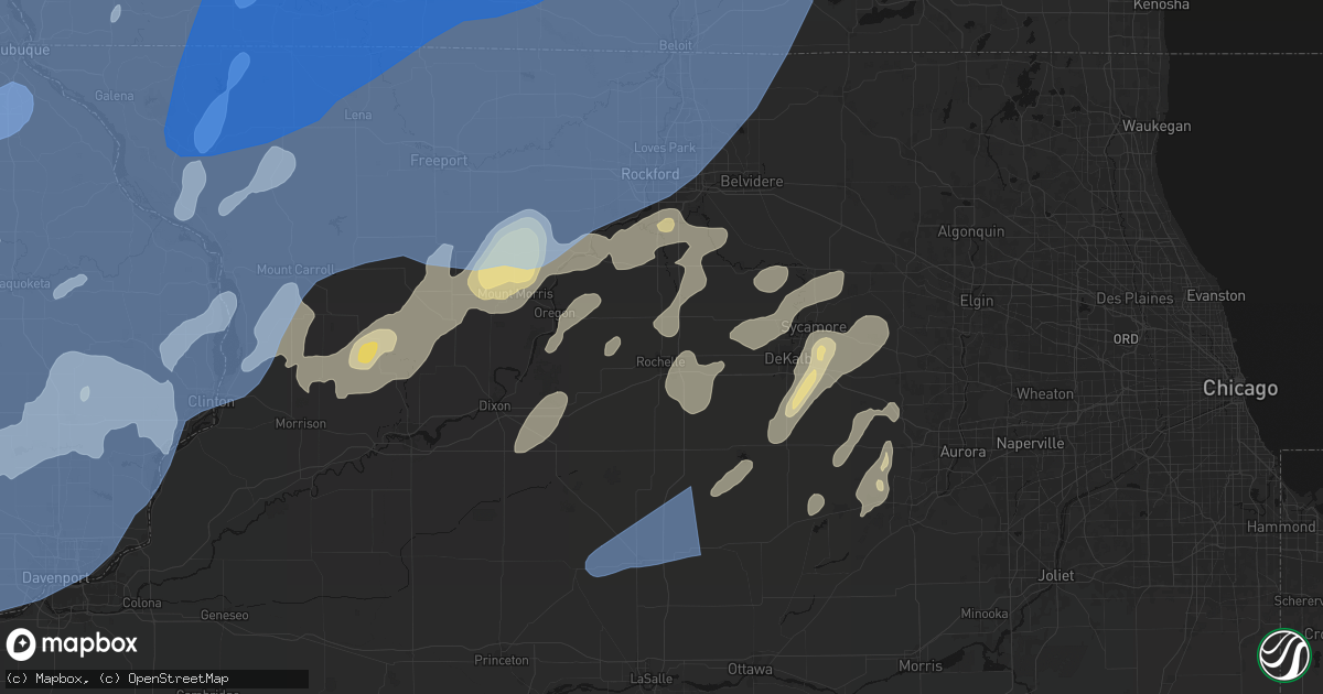 Hail map in Rochelle, IL on June 10, 2026