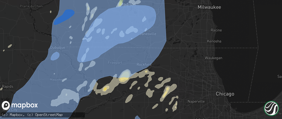 Hail map in Rockford, IL on June 10, 2026