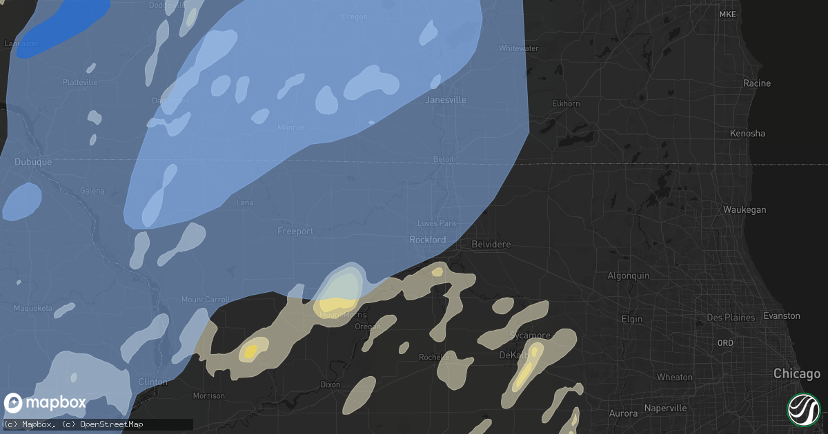 Hail map in Rockford, IL on June 10, 2026