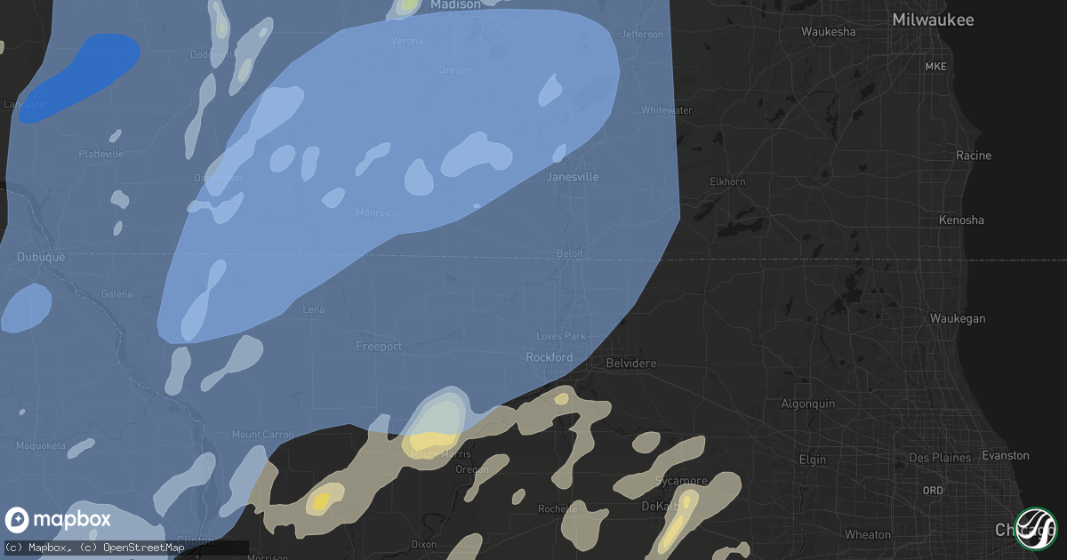 Hail map in Rockton, IL on June 10, 2026