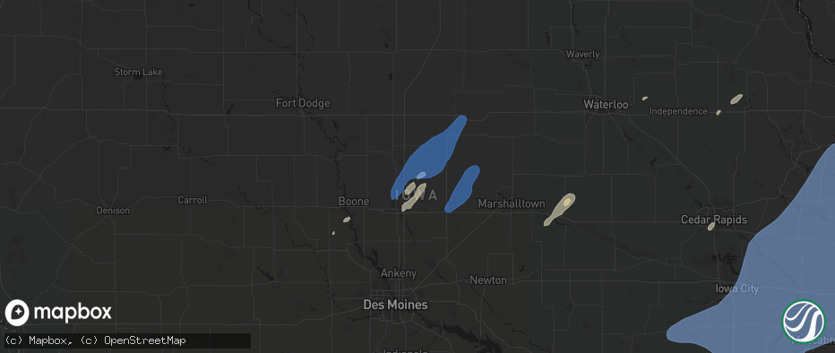 Hail map in Roland, IA on June 10, 2026