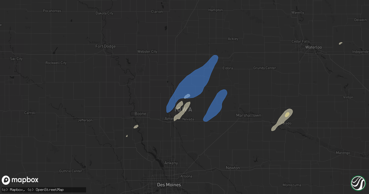 Hail map in Roland, IA on June 10, 2026