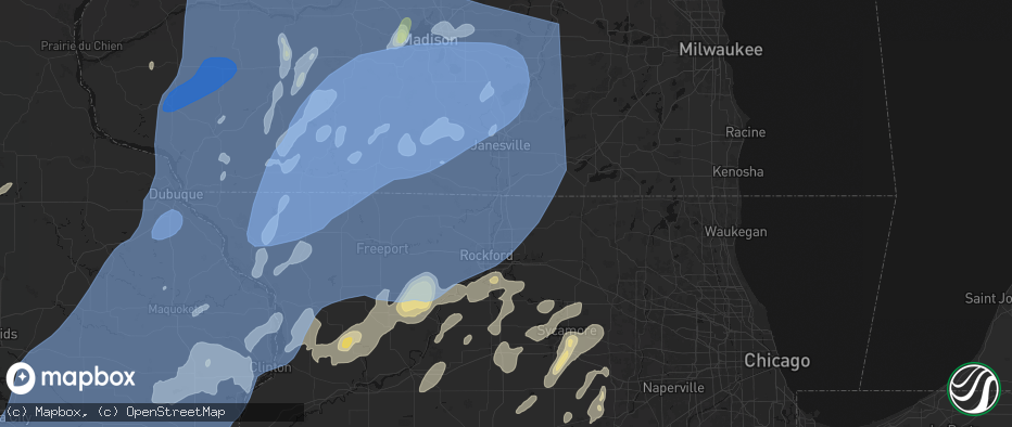 Hail map in Roscoe, IL on June 10, 2026