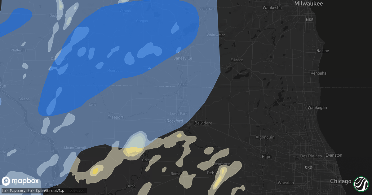 Hail map in Roscoe, IL on June 10, 2026