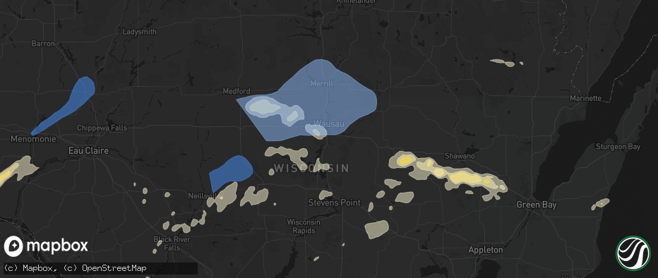 Hail map in Rothschild, WI on June 10, 2026