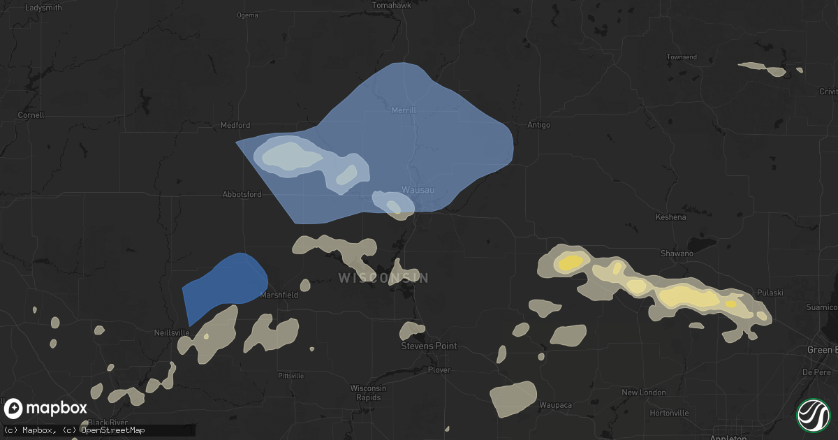 Hail map in Rothschild, WI on June 10, 2026