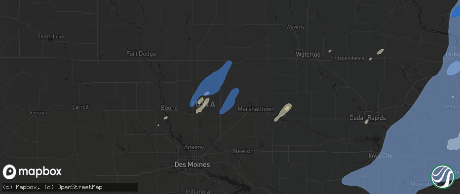 Hail map in Saint Anthony, IA on June 10, 2026