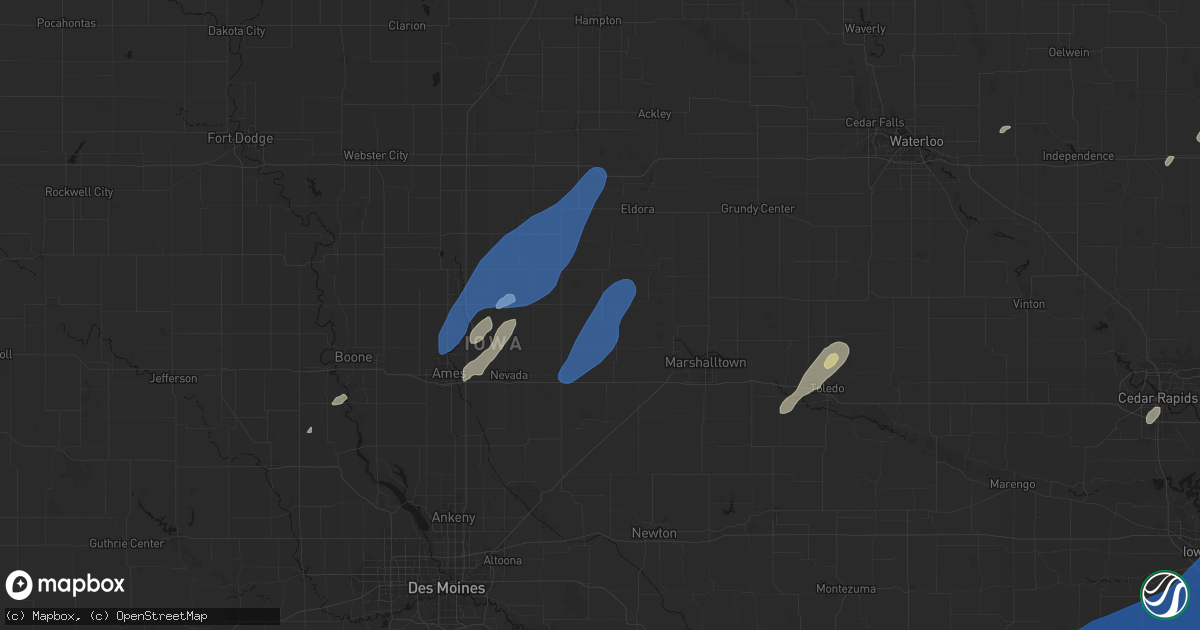 Hail map in Saint Anthony, IA on June 10, 2026