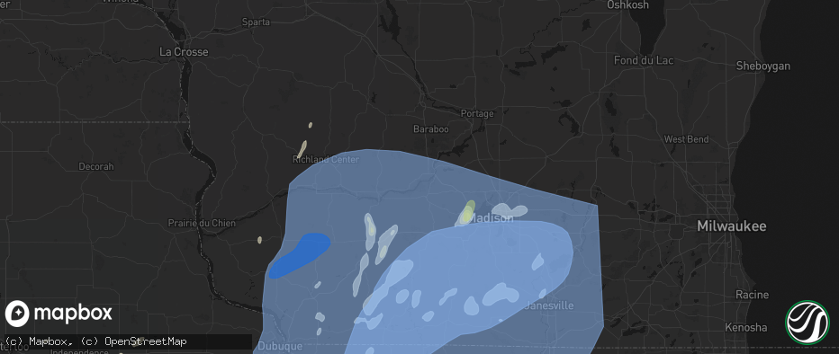 Hail map in Sauk City, WI on June 10, 2026