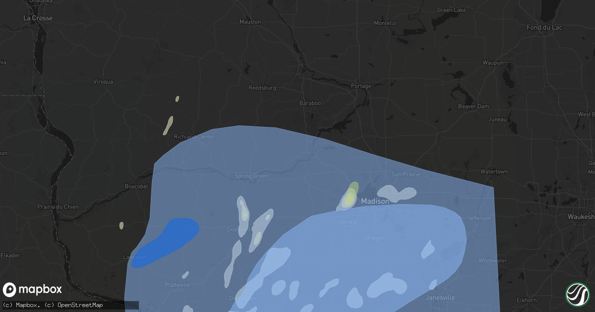 Hail map in Sauk City, WI on June 10, 2026