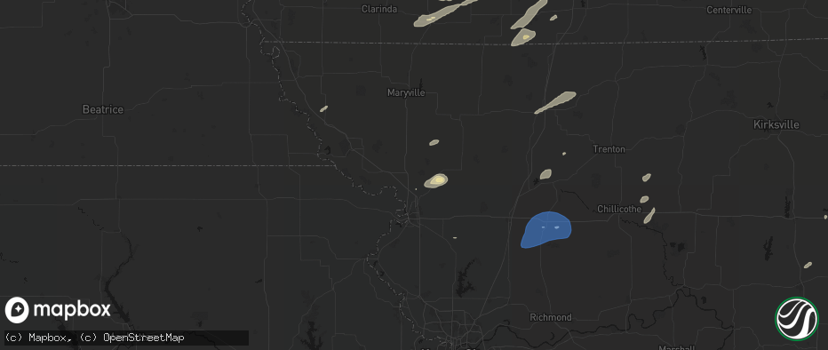 Hail map in Savannah, MO on June 10, 2026