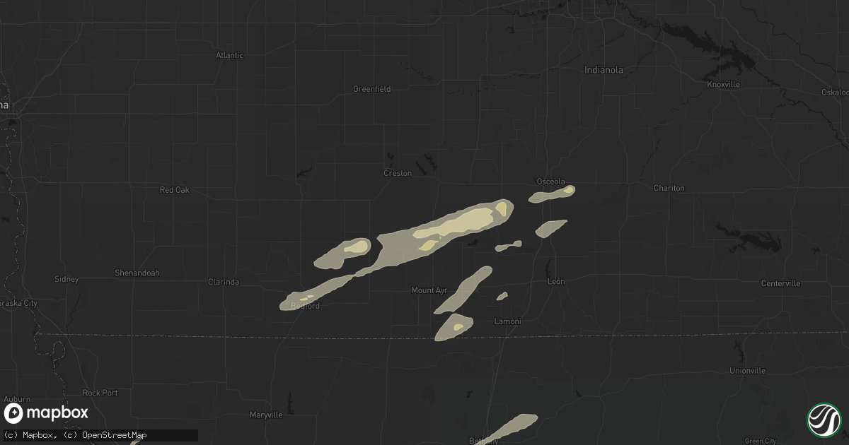 Hail map in Shannon City, IA on June 10, 2026