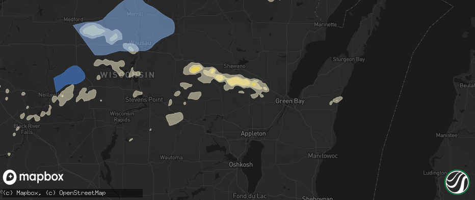 Hail map in Shiocton, WI on June 10, 2026