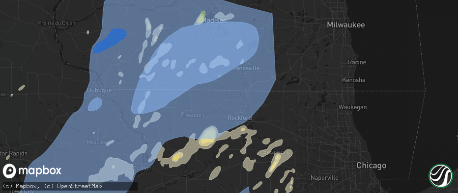 Hail map in Shirland, IL on June 10, 2026