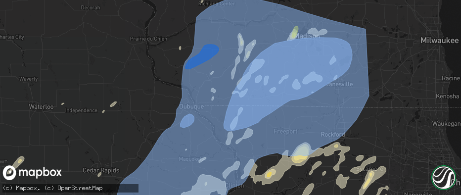 Hail map in Shullsburg, WI on June 10, 2026