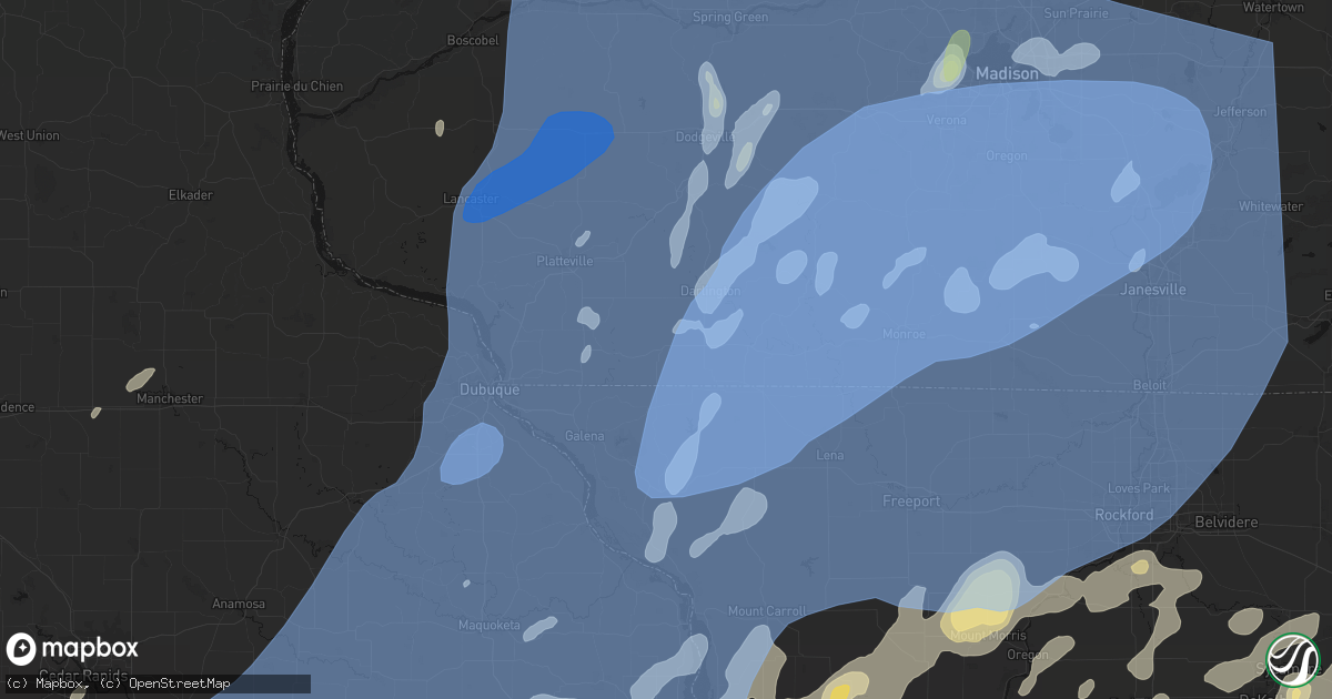 Hail map in Shullsburg, WI on June 10, 2026
