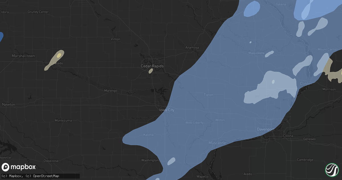 Hail map in Solon, IA on June 10, 2026