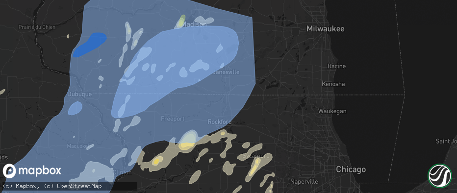Hail map in South Beloit, IL on June 10, 2026