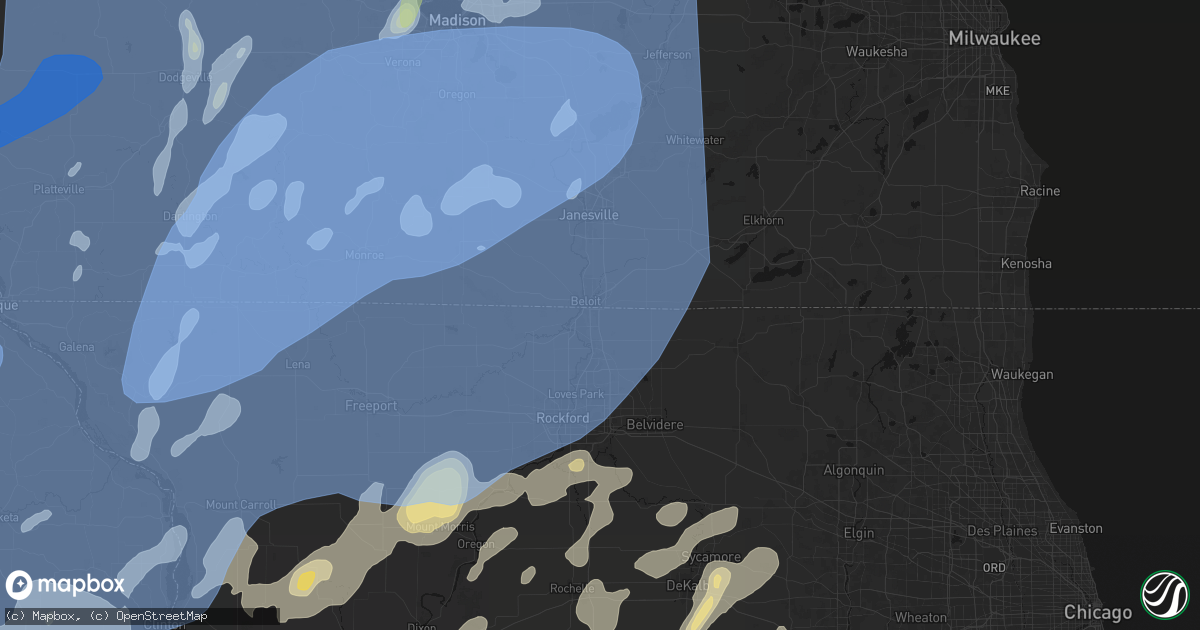 Hail map in South Beloit, IL on June 10, 2026