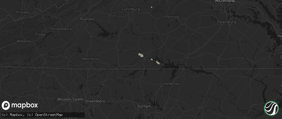 Hail map in South Boston, VA on June 10, 2026