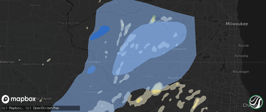 Hail map in South Wayne, WI on June 10, 2026