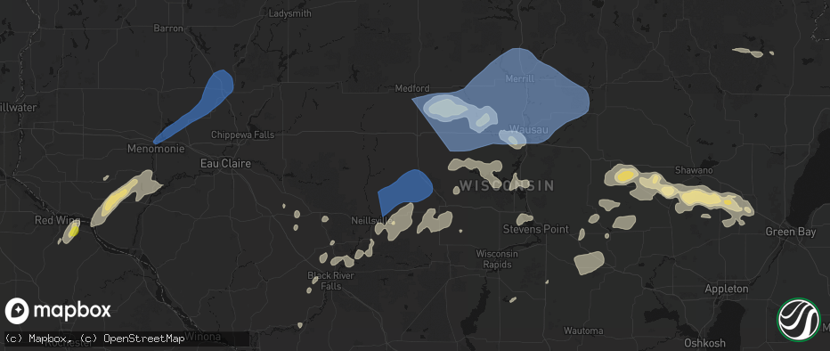 Hail map in Spencer, WI on June 10, 2026