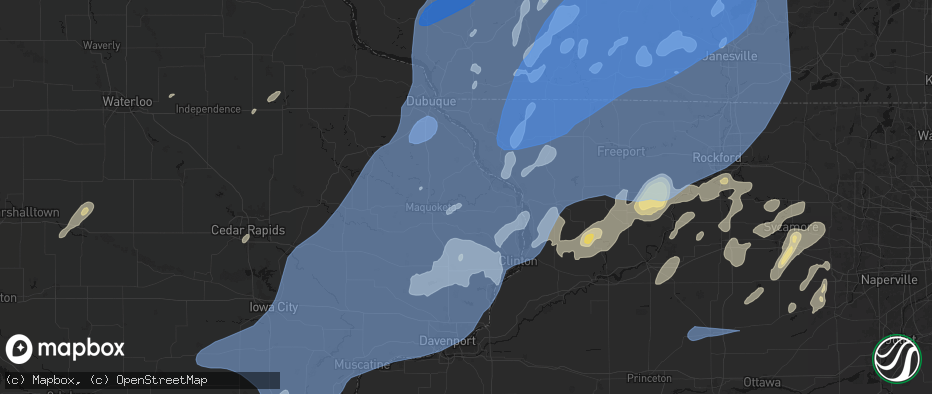Hail map in Spragueville, IA on June 10, 2026